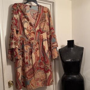 SHEIN Multicolor Paisley Long Sleeve Dress